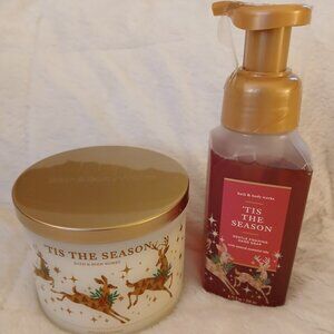 Bath & Body Works Tis the Season 3-wick candle and foam hand soap
